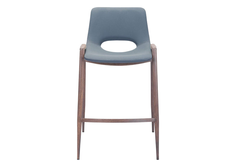 101692 Desi Counter Stool (Set Of 2) Azure Gray & Walnut