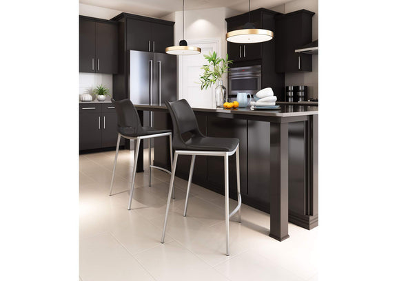 101391 Ace Counter Stool (Set Of 2) Black & Silver