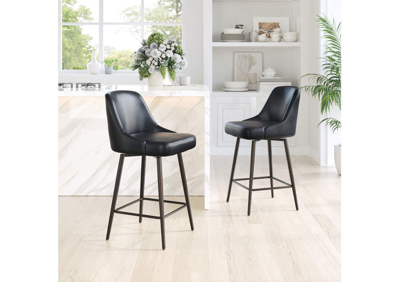 109973 Keppel Swivel Counter Stool Black & Bronze