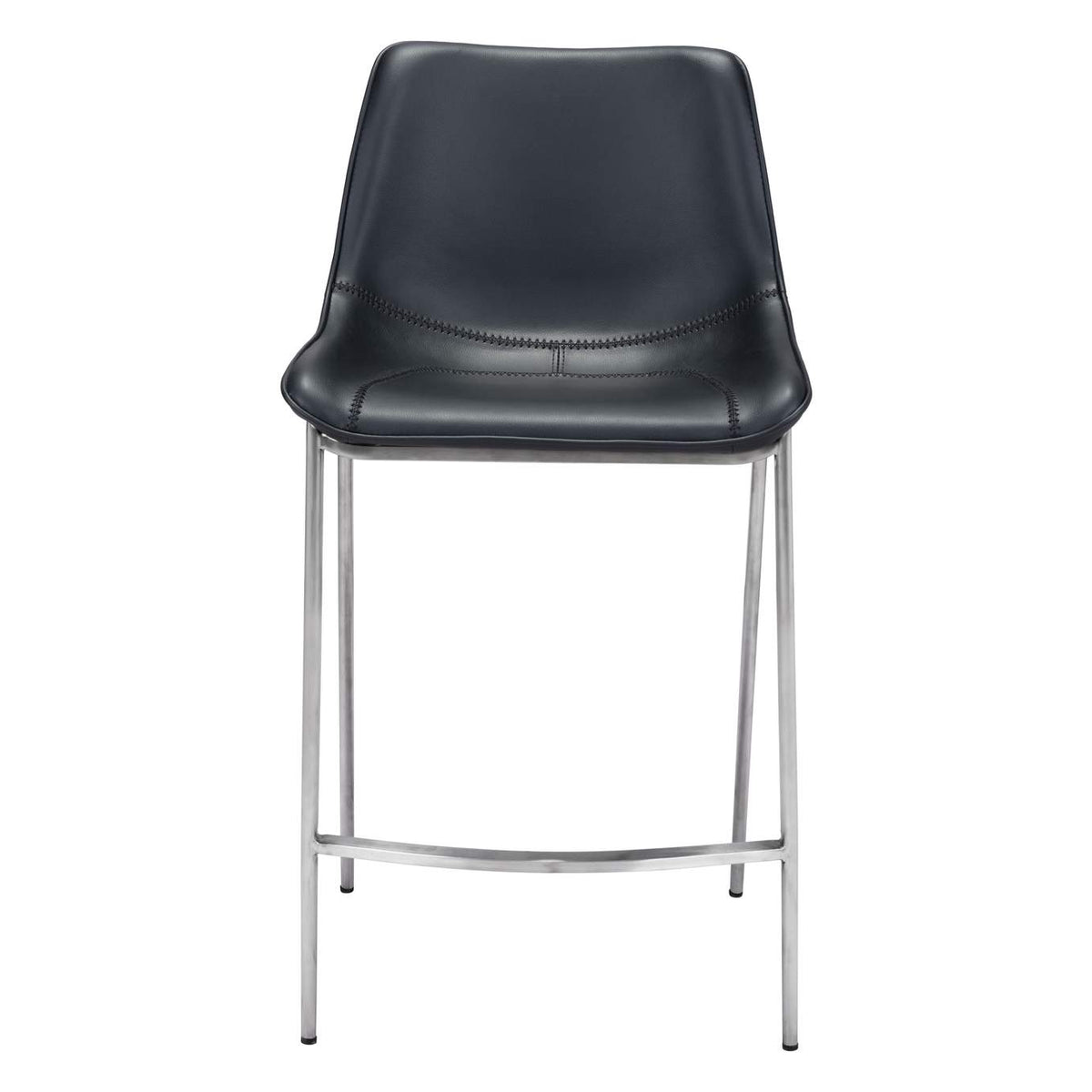 101409 Magnus Counter Stool (Set Of 2) Black & Silver