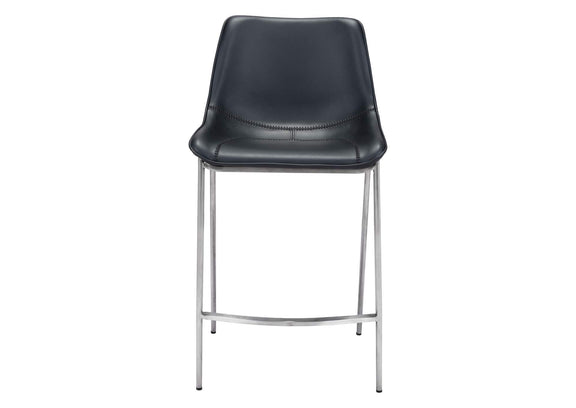 101409 Magnus Counter Stool (Set Of 2) Black & Silver