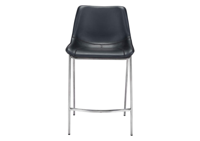 101409 Magnus Counter Stool (Set Of 2) Black & Silver