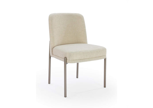 PWTB63JMW Dion Upholstered Dining Chair In Natural Light Linen And Brushed Nickel Metal (Set of 2)
