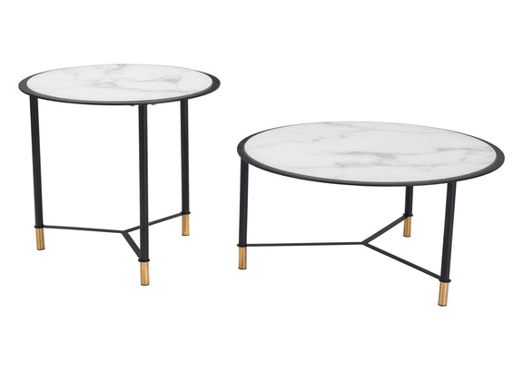 101704 Davis Coffee Table Set (2-Piece) White & Black