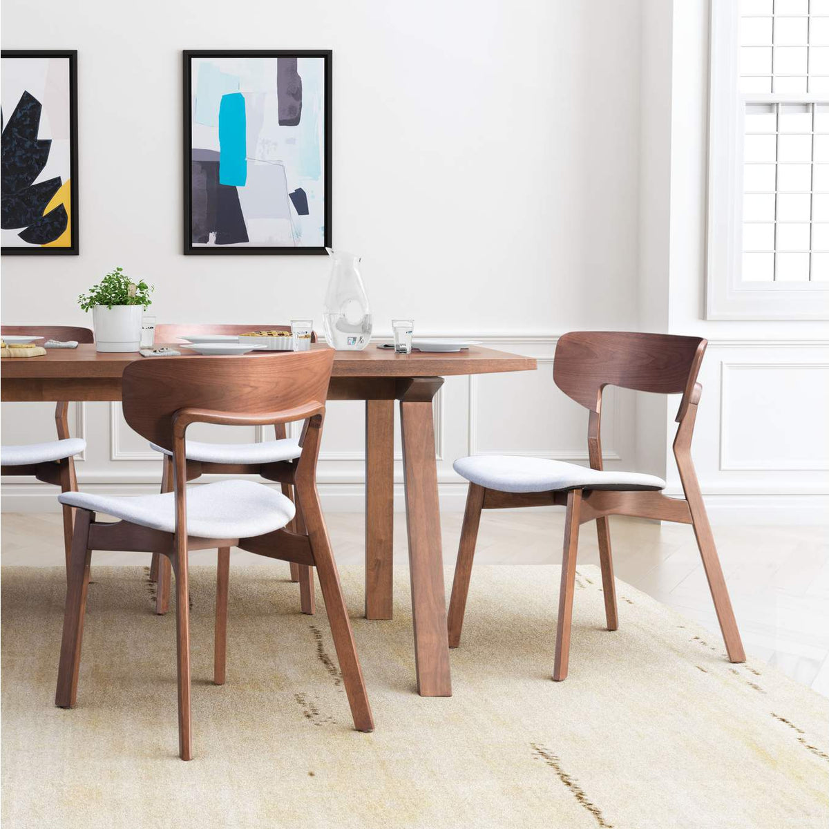 100979 Russell Dining Chair (Set Of 2) Walnut & Light Gray