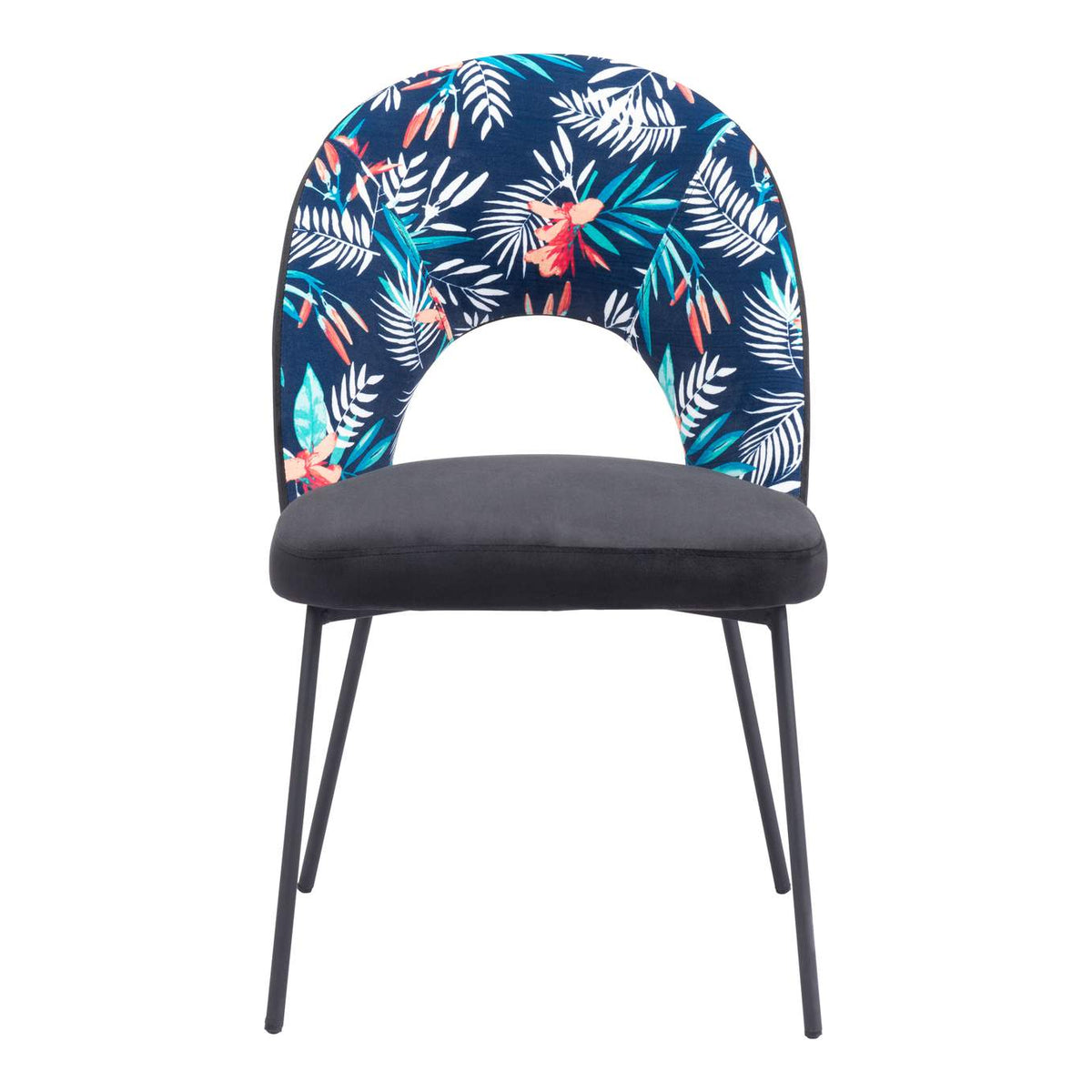 109366 Merion Dining Chair (Set Of 2) Multicolor Print & Black