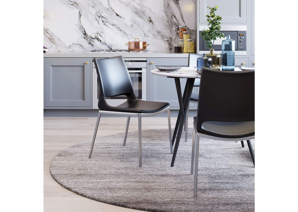 101280 Ace Dining Chair (Set Of 2) Black & Silver