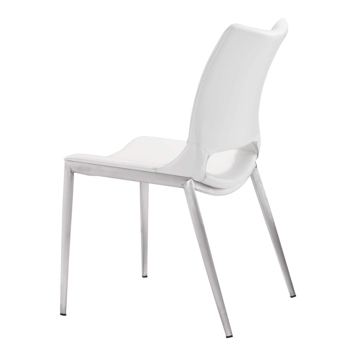 101279 Ace Dining Chair (Set Of 2) White & Silver