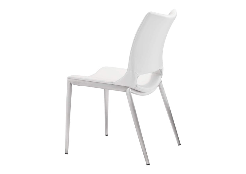 101279 Ace Dining Chair (Set Of 2) White & Silver
