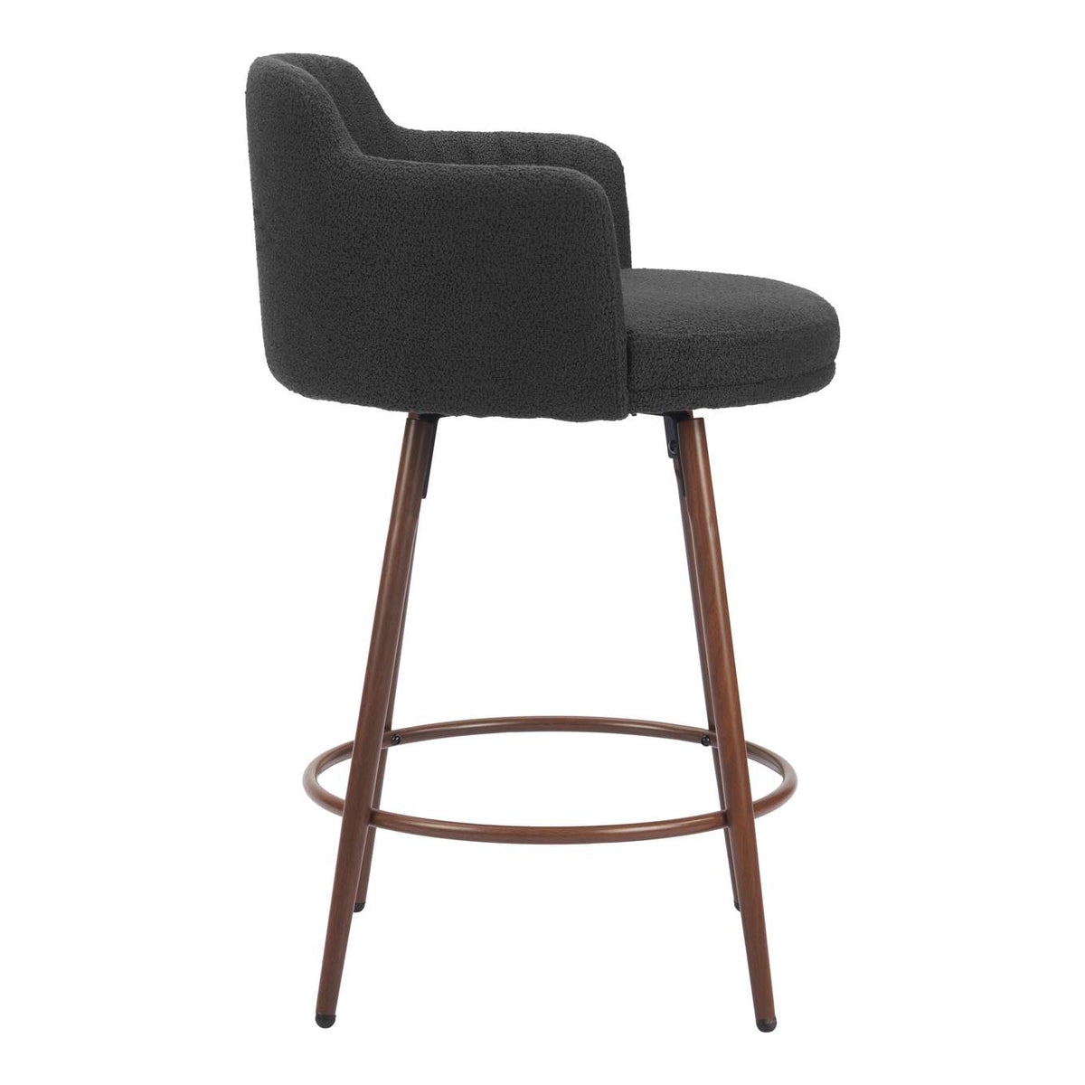 110375 Kono Swivel Counter Stool (Set Of 2) Black & Walnut