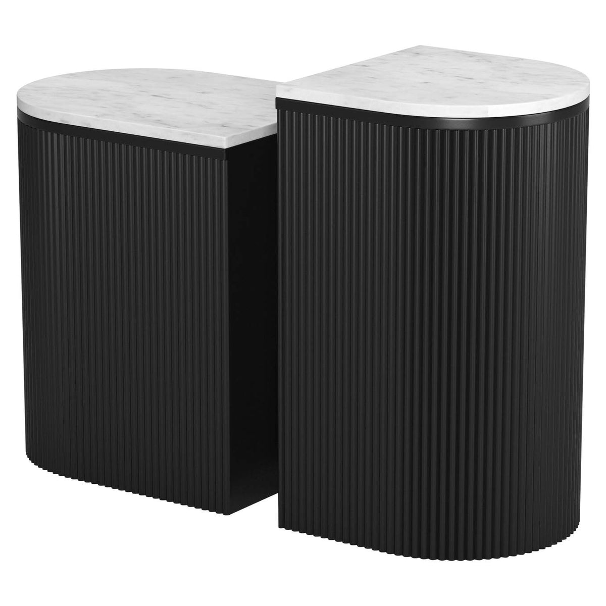 109919 Ormara Side Table Set (2-Piece) White & Black