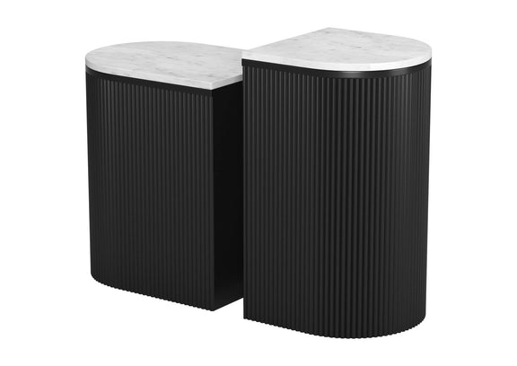 109919 Ormara Side Table Set (2-Piece) White & Black