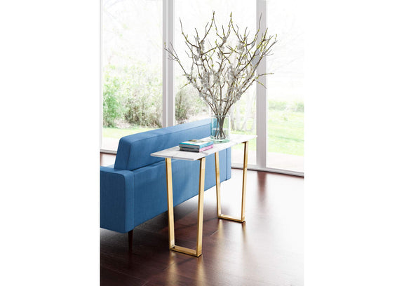 100654 Atlas Console Table White & Gold