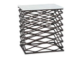 109456 Duke Side Table White & Antique Bronze