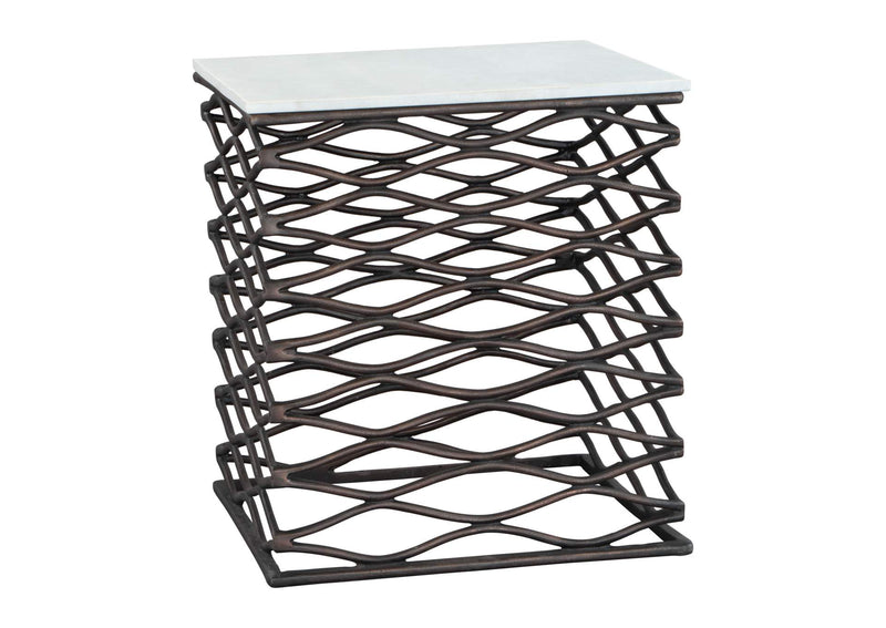 109456 Duke Side Table White & Antique Bronze