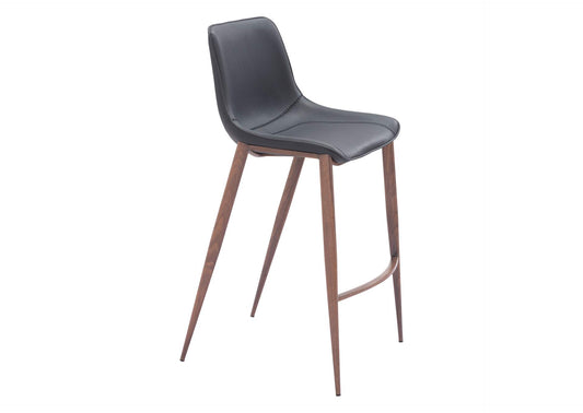 109937 Magnus Barstool (Set Of 2) Black & Walnut