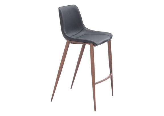 109937 Magnus Barstool (Set Of 2) Black & Walnut