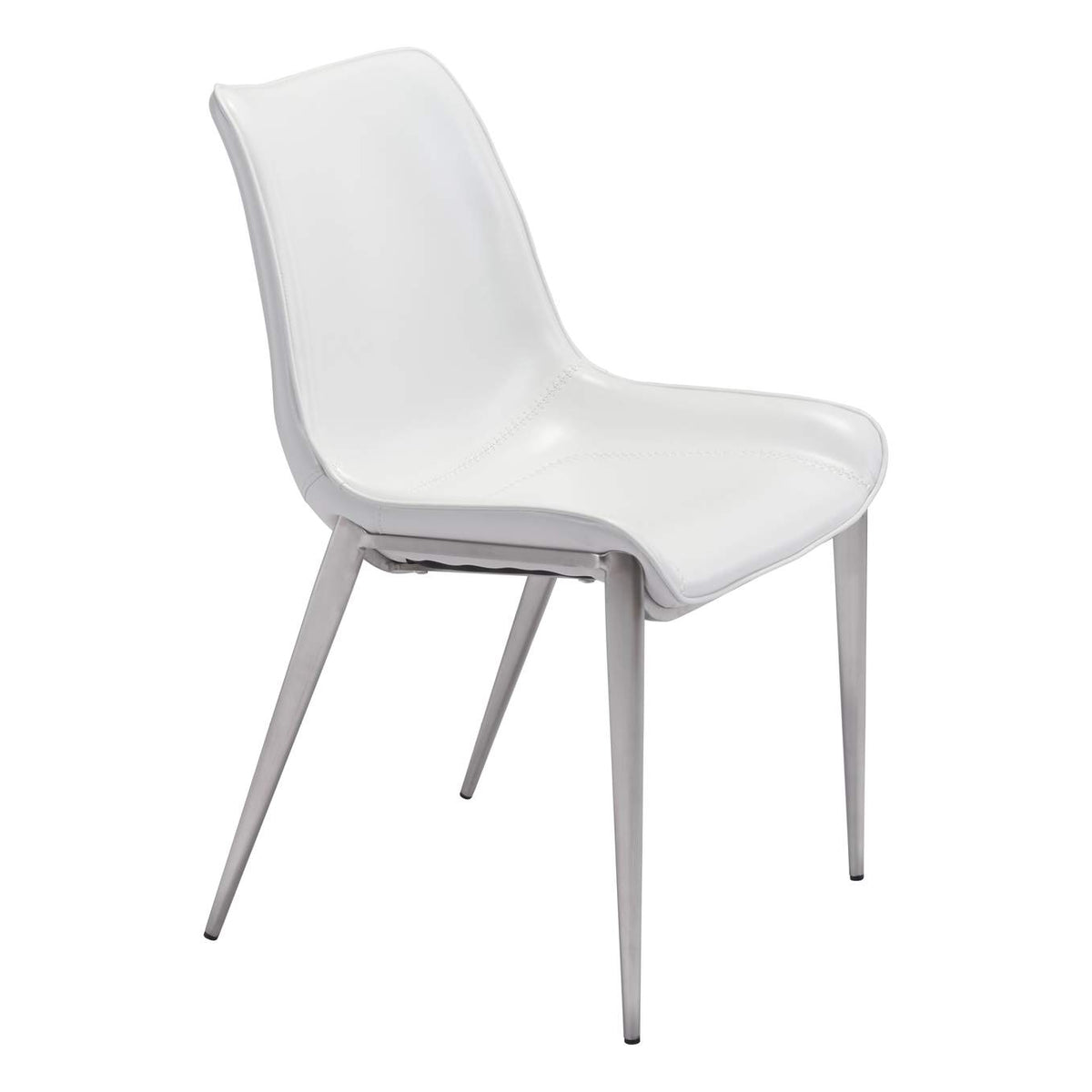 101270 Magnus Dining Chair (Set Of 2) White & Silver