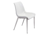 101270 Magnus Dining Chair (Set Of 2) White & Silver