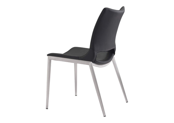 101280 Ace Dining Chair (Set Of 2) Black & Silver