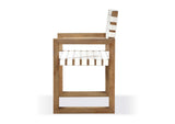JVLH64A One Woven Leather And Solid Wood Dining Arm Chair In White And Bisque