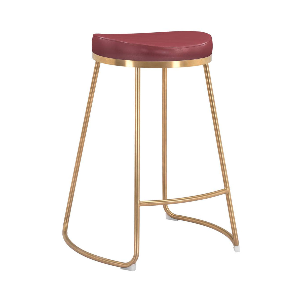 101261 Bree Counter Stool (Set Of 2) Burgundy & Gold