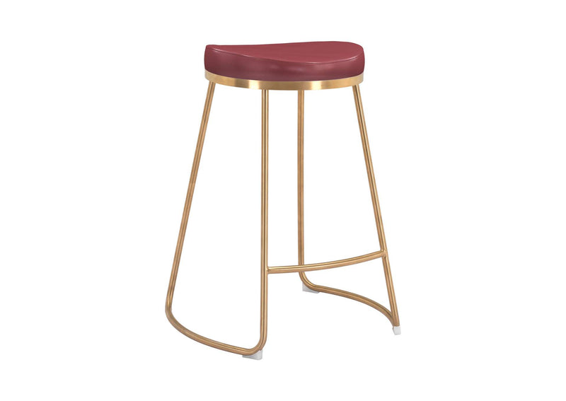 101261 Bree Counter Stool (Set Of 2) Burgundy & Gold