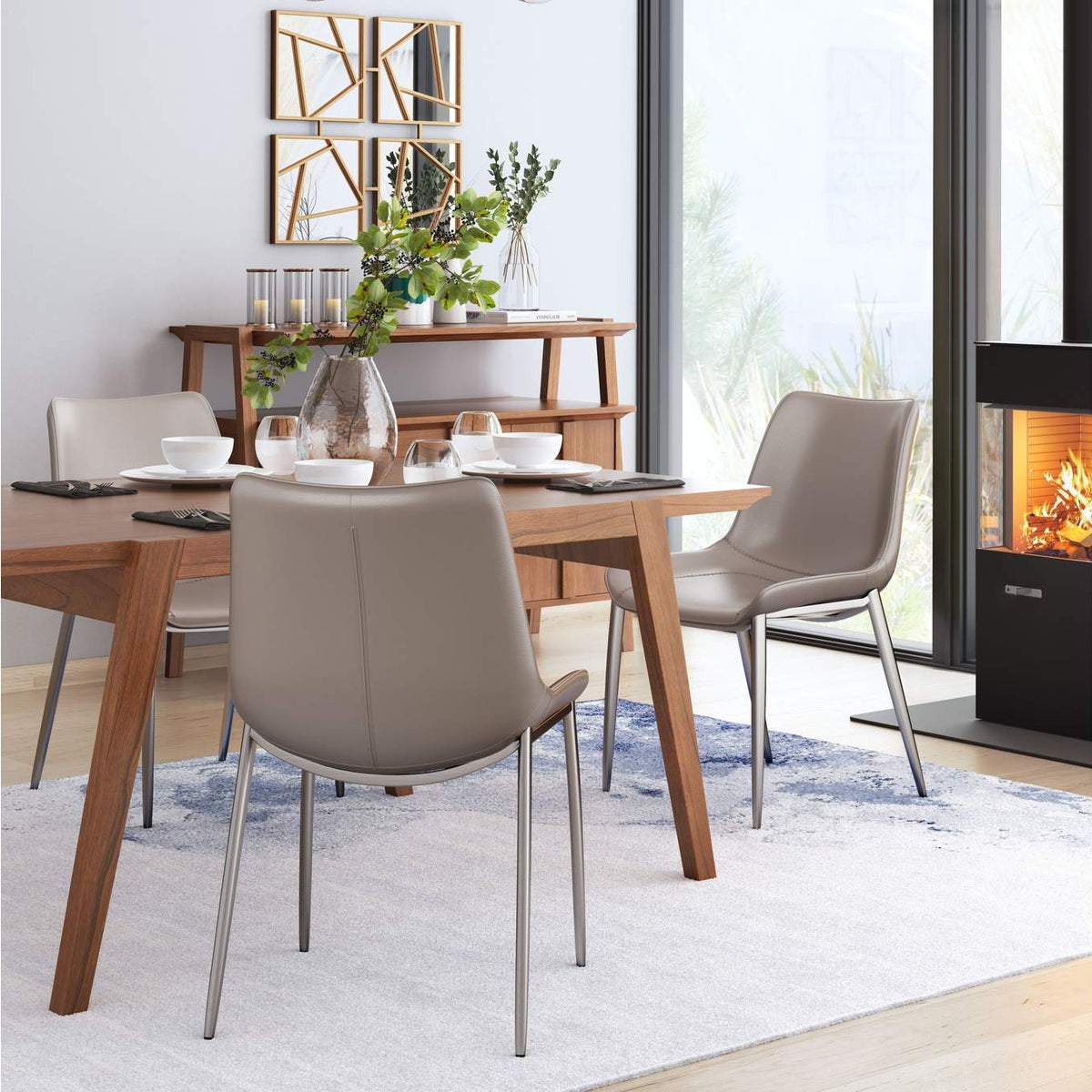101269 Magnus Dining Chair (Set Of 2) Brown & Silver