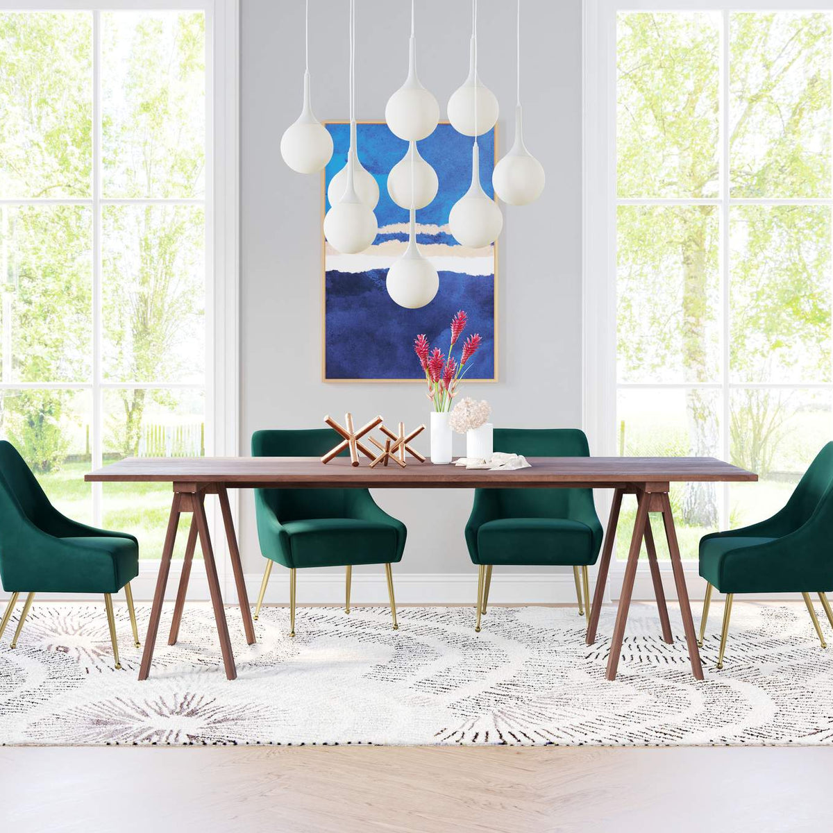 109716 Maxine Dining Chair Green & Gold