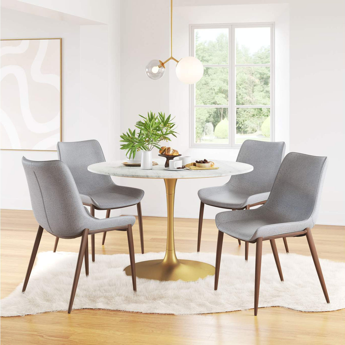109934 Magnus Dining Chair (Set Of 2) Slate Gray & Walnut