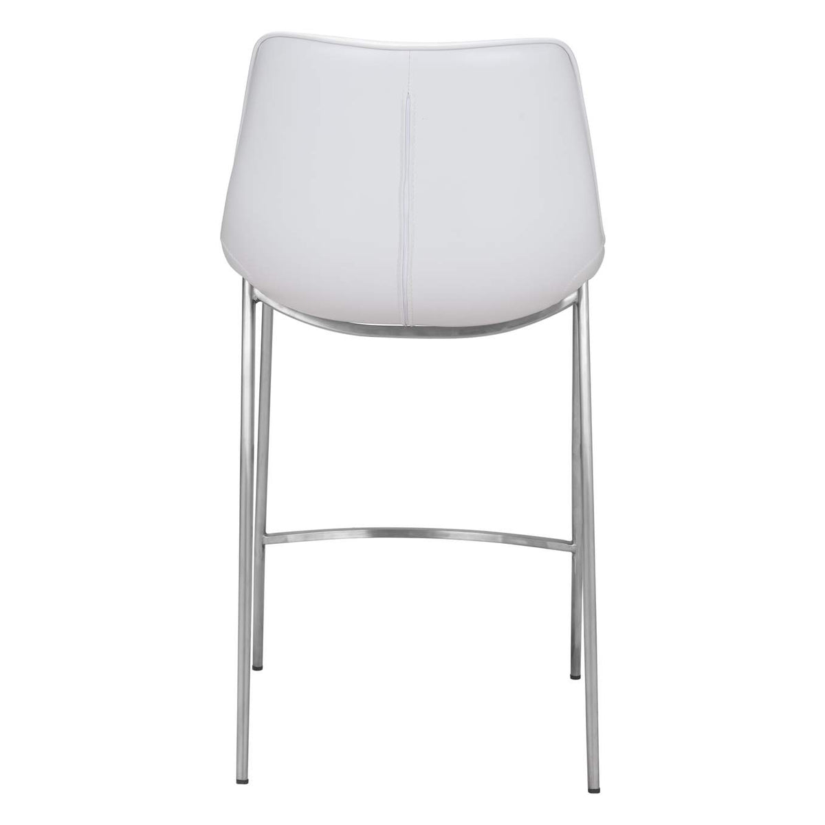 101408 Magnus Counter Stool (Set Of 2) White & Silver