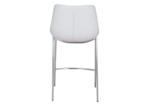 101408 Magnus Counter Stool (Set Of 2) White & Silver