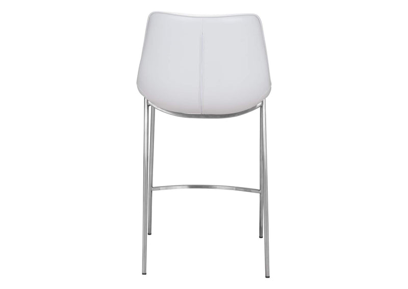 101408 Magnus Counter Stool (Set Of 2) White & Silver