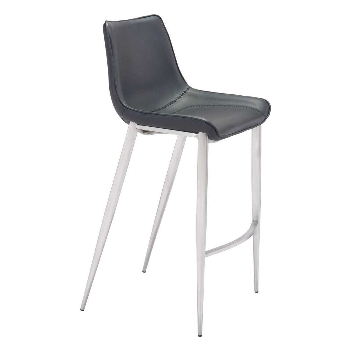 101276 Magnus Barstool (Set Of 2) Black & Silver