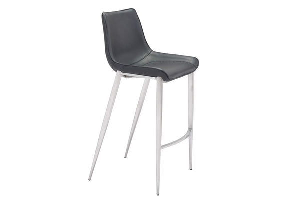 101276 Magnus Barstool (Set Of 2) Black & Silver