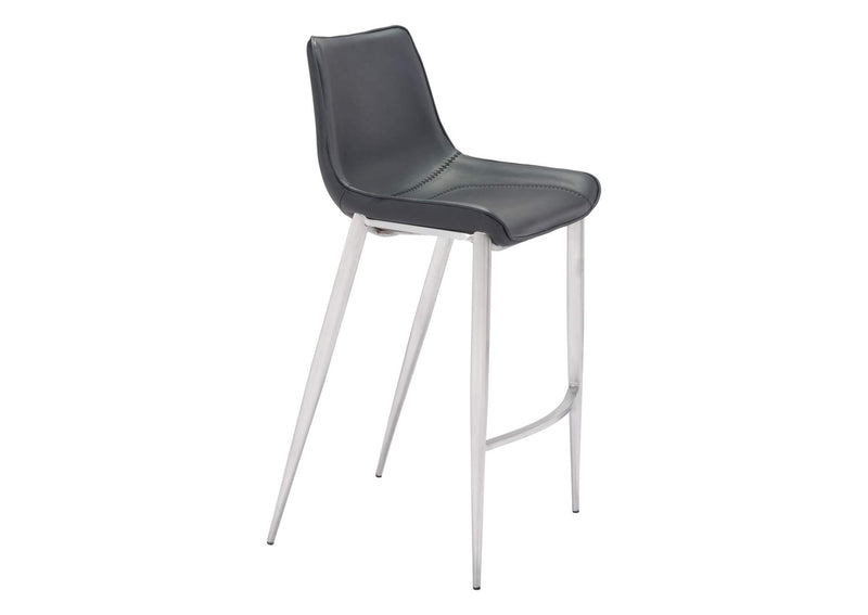 101276 Magnus Barstool (Set Of 2) Black & Silver