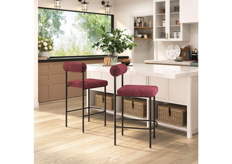 109813 Livorno Counter Stool (Set Of 2) Red & Bronze
