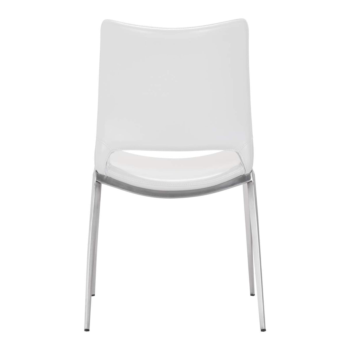 101279 Ace Dining Chair (Set Of 2) White & Silver
