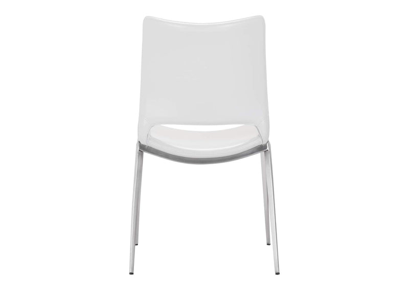 101279 Ace Dining Chair (Set Of 2) White & Silver