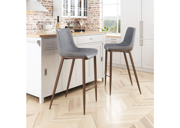 109938 Magnus Barstool (Set Of 2) Slate Gray & Walnut