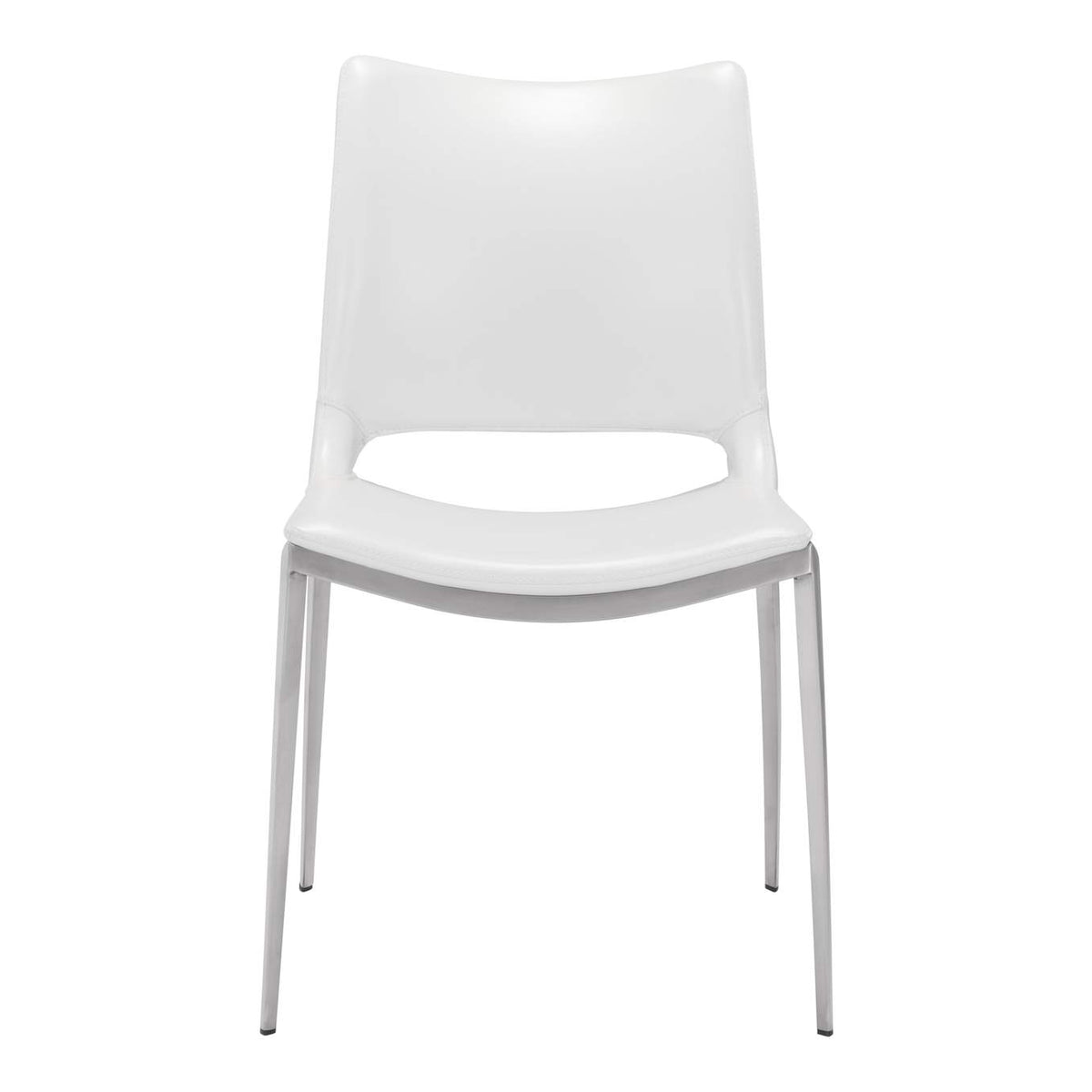 101279 Ace Dining Chair (Set Of 2) White & Silver
