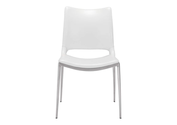 101279 Ace Dining Chair (Set Of 2) White & Silver
