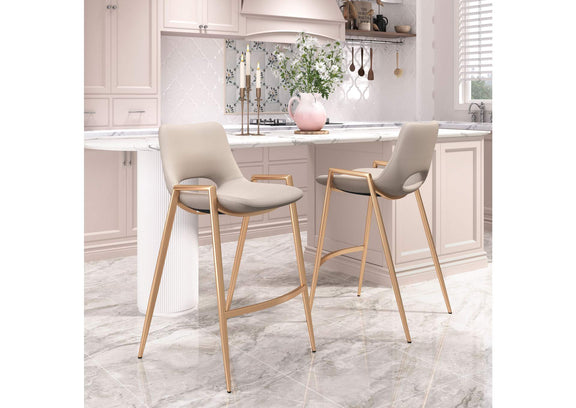 109733 Desi Counter Stool (Set Of 2) Beige & Gold