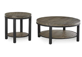 AE8721 Canyon Solid Wood And Metal Round Coffee Table In Washed Grey