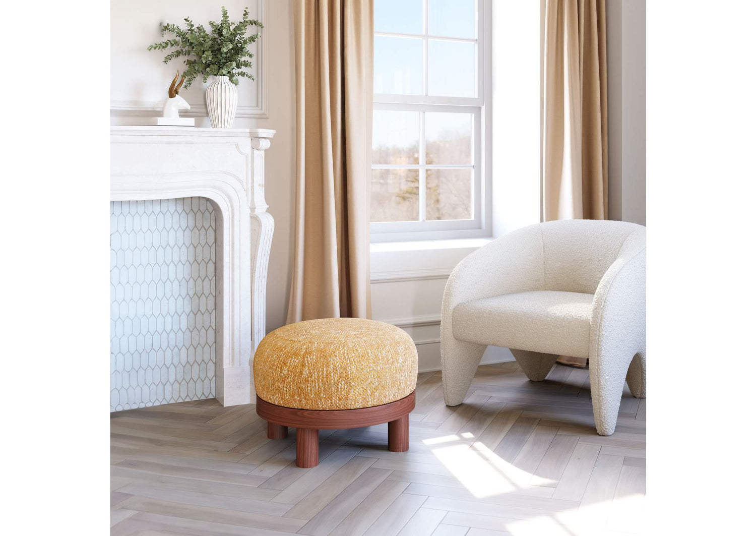 110184 Gome Ottoman Oat Yellow