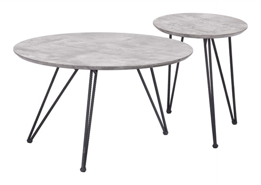 109232 Kerris Coffee Table Set (2-Piece) Gray & Black