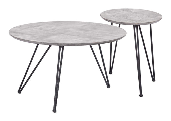 109232 Kerris Coffee Table Set (2-Piece) Gray & Black