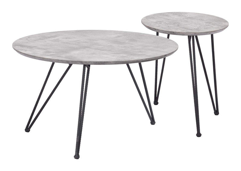 109232 Kerris Coffee Table Set (2-Piece) Gray & Black