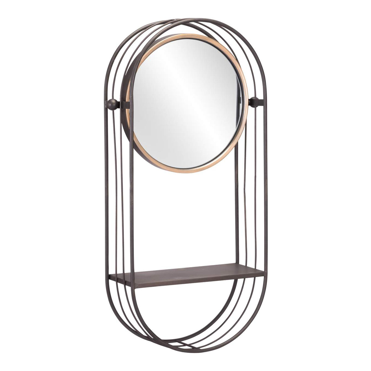 A12234 Saroni Mirror Shelf Antique Gray