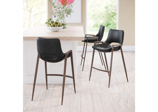 101691 Desi Counter Stool (Set Of 2) Black & Walnut